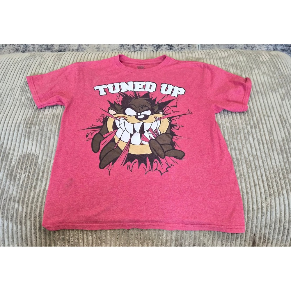 Looney Tunes Taz Tasmanian Devil Tuned Up Red Graphic Tee Kids Medium 10/12